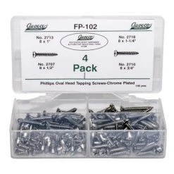 Promo ???? Auveco Phillips Oval HD Tap Screws Chrome 140 Pieces FP-102 ????